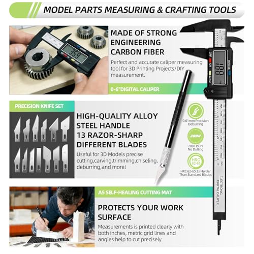 76pcs 3D Printer Tools Kit with Bag, 3D Printer Accessories includes Digital Caliper, Hygrometer, PTFE Tube Kit, Deburring Tool, Scrapers, Nozzle Cleaning, for Bambu Lab, Ender 3, FDM/SLA Printers etc - style: Ultra 3D Maker Version
