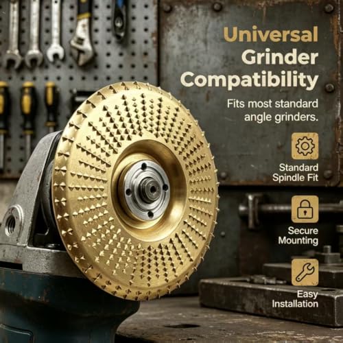 3pcs Angle Grinder Polishing Pad, Wood Carving Disc Set, Tungsten Carbide Grinding Wheel Wood Carving for 4" & 4-1/2" Grinders, Woodworking Attachment for Cutting, Shaping, Sanding