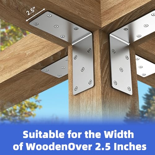 5"x5"x2.5" Steel L Brackets Right Angle Bracket for Wood Structures - size: （8PCS） Silver