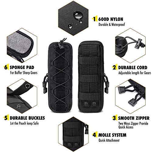 WYNEX Tactical Small Molle Pouch Nylon Knife Sheath for Belt Hunting Gear - color: Black - Large