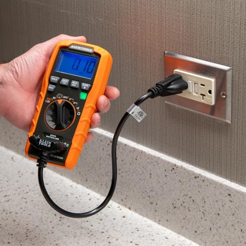 Klein Tools ET270 Auto-Ranging Digital Multi-Tester, AC/DC, Resistance, Continuity, GFCI Receptacle Tester with Test Leads and Receptacle Cord - size: GFCI Receptacle Tester