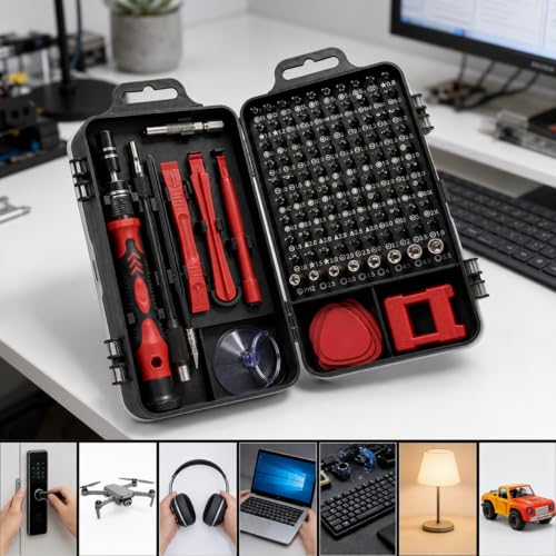 115-in-1 Small Screwdriver Set,Precision Screwdriver Set, Professional Repair Tool Kit for Phone, Computer, Watch, Console, Eyeglass and Electronic, Men Tools Gift Red - color: Red