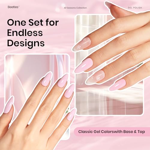 Beetles 3Pcs 15 ml Pink Gel Nail Polish and Gel Top & Base Coat Set - color: C-Pink-3