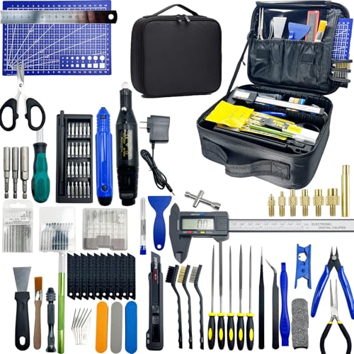 3D Printer Tool Kit Essential with Cutter,Caliper, Scraper, Drill & Deburring Tool for Removing, Smoothing, Finishing and Drilling (132 3D Printing Tool Kits)