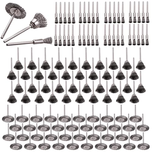 Rocaris 120 Pack Wire Buffing Wheel Brush Set with 1/8" Shank