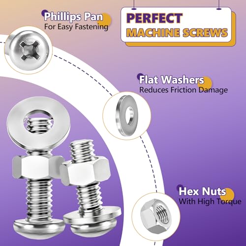 260Pcs #8-32 Machine Screws Kit,1/4"–1-1/4",304 SS,Nuts & Washers - size: #8-32（1/4" to 1-1/4" ）
