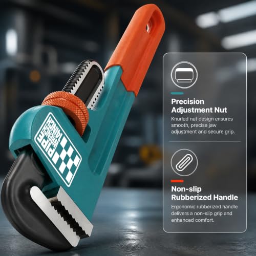 4Pcs Pipe Wrench, 8”,10",12”,14” Adjustable Straight Plumbing Wrench Set, High Drop-Forged jaws, Professional Pipeline Tool for Water Pipe Fittings, Mechanical assembly, Workshop Operations - size: 8.10.12.14inch