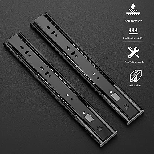 Ravinte Matte Black Soft Close Drawer Slides 12 Inch 1 Pairs 2 Pack - color: Black, size: 12 Inch