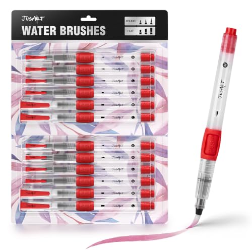 JusArt Water Brush Pens 12-Pack Leak-Proof Refillable Watercolor Pens - color: 12 Pcs Red