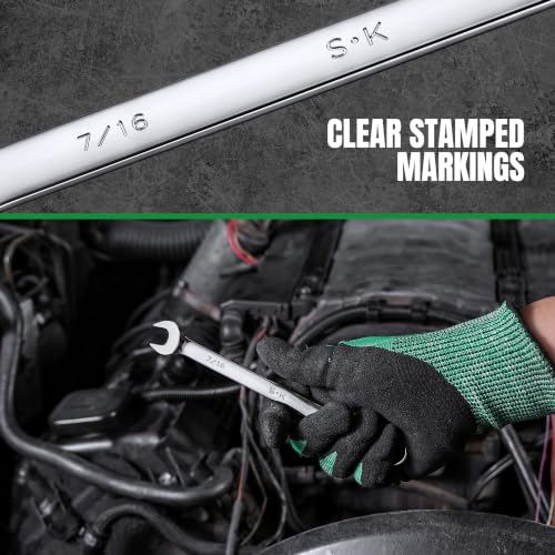 SK 7/16” Combination Wrench, SAE, Premium CR-V Steel - size: 7/16"
