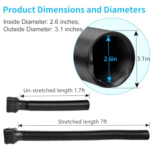 Prestantious 7ft Long Downspout Extensions Flexible Drainage Pipe,2-Pack - color: 2-Pack, Black
