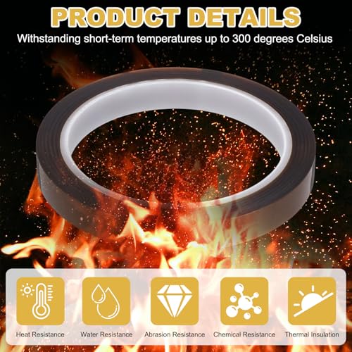 uxcell Heat Tape, 40mm x 33m (108ft) Polyimide Heat Transfer Sublimation Tape No Residue High-Temperature Resistant Tapes for Heat Press Soldering Circuit Board (0.08mm T, Brown) - size: 40mm