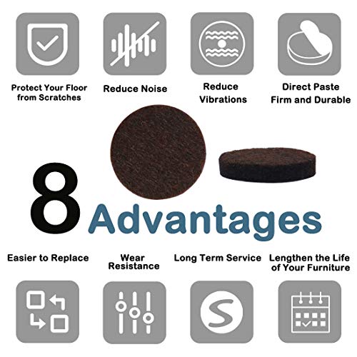 uxcell 40pcs Furniture Pads Round 1 1/4" Dia Self-stick Non-slip Anti-scratch Felt Pads Floors Protector Dark Brown - size: 32 x 5mm