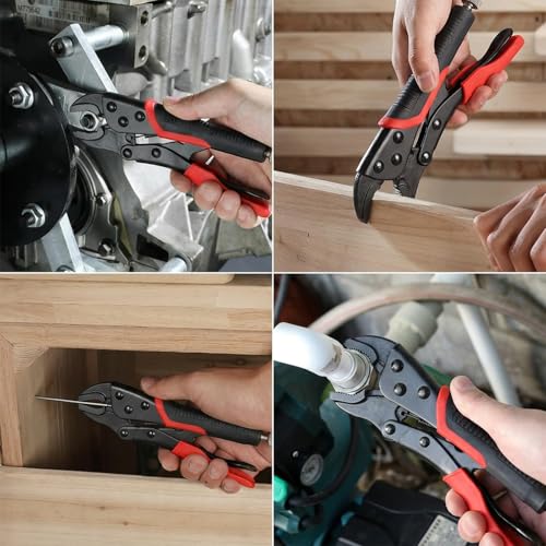 3pcs Locking Pliers Set, 5inch 7inch 10inch Curved Jaw Locking Pliers with Anti-slip Handle Heavy Carbon Steel Vice Grip for Clamping Twisting Welding - size: 5inch+7inch+10inch 3 pcs