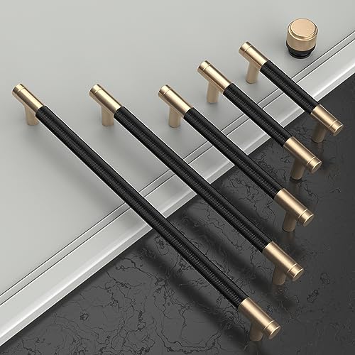 Asidrama 30 Pack Black-Gold Knurled Dresser Drawer Cabinet Hardware Zinc Knobs for Dresser Drawers - color: Black-Gold, style: 30 Pack