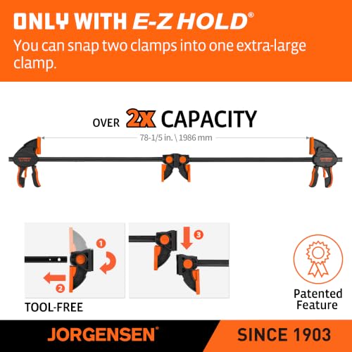 JORGENSEN E-Z Hold 2-Pack 36" 800LBS Heavy Duty Woodworking Bar Clamps - size: 36 inch