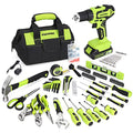 FASTPRO Home Tool Set with Drill, Household Repairing Tool Kit, Green - color: Green