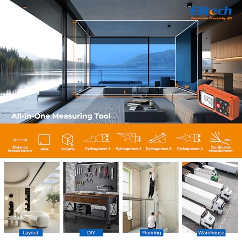 Elitech Laser Measuring Tool, 165ft Laser Tape Measure with Bubble Level - style: Dual Bubble