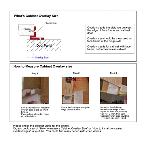 Soft Close Cabinet Hinges for Kitchen, 1-1/4” Overlay, 4 Pack - size: 1-1/4 Inch Overlay