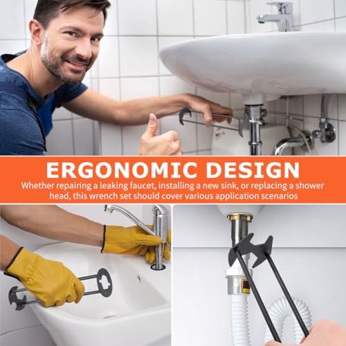 2 Pack Basin Wrench, Multifunctional Under Sink Wrench Faucet Tool