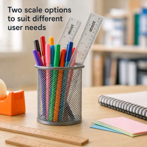 EBOOT 2 Pack Plastic Ruler Straight Ruler Plastic Measuring Tool for Student School Office(Clear,6 Inch,12 Inch Style) - color: White, size: 6 Inch,12 Inch