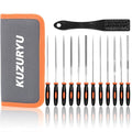 KUZURYU 14PCS Needle File Set - Small Diamond Files with 6 Jeweler's Files & 6 Steel Files （150mm）for DIY, Jewelry, Plastic, Wood & Metal Crafting – with Storage Bag & Steel Brush - size: Needle File-14PCS