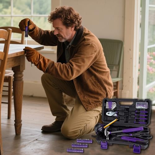 CARTMAN Complete Household Tool Set, Purple Hand Kit With Storage Case - color: Purple&Black