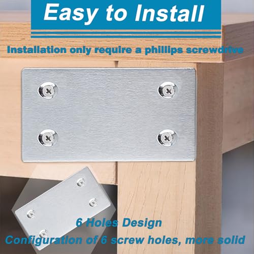 50PCS Flat Straight Brace Brackets,2.35x1.5 Stainless Steel Brackets - size: Silver,2.36"x1.5"