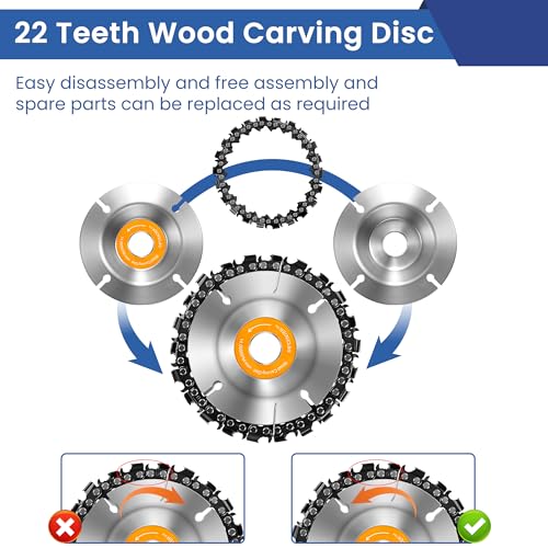 15 Pcs Wood Carving Disc Set, 4 1/2 Inch Grinding Wheels