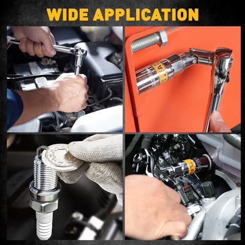 ELEAD 16-Piece Spark Plug Socket Set, 3/8" Drive Swivel Magnetic Spark Plug Removal Tool Kit with Torque Wrench (5–45 lb-ft), E-Torx & Torx Bit Sockets, Extensions & Universal Joint - size: 16-Piece Spark Plug Socket Set