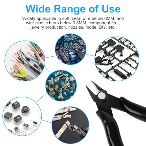 Ainiv Wire Cutters, 1PCS Spring-loaded Side Cutters Flush Cutters, Diagonal Cutters Precision Side Cutters, Diagonal Cutting Pliers in CRV Steel, Heavy Duty Cutting Pliers for Electrical, Homes - color: Black Wire Cutter-1pc, size: 1pc