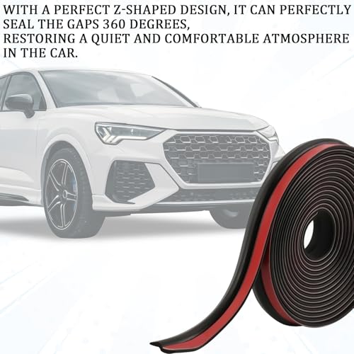 13Ft Weather Stripping Door Seal, Windshield Rubber Strip for Reducing Noise & Dust, Super Flexible Self-Adhesive Rubber Seal Strip Edge Trim Guards for Windshield/Doors Edges/Windows（Z-Shaped）