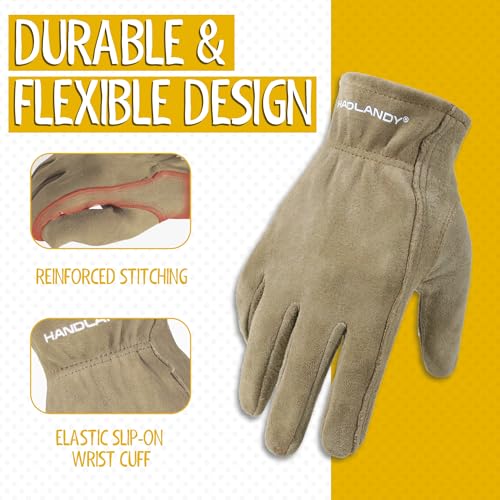 HANDLANDY Kids Leather Gardening Gloves, Kid Work Gloves, Khaki, S - color: Khaki (1 Pair), size: Small (Age 2-4)
