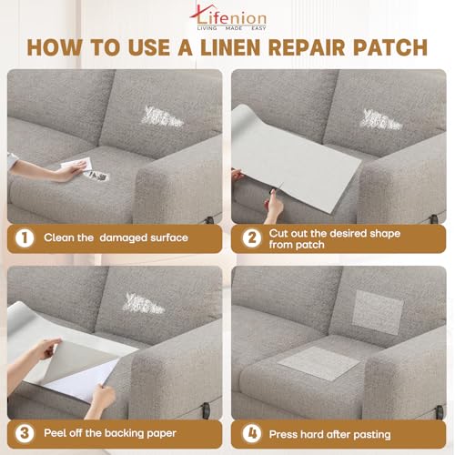 Fabric Repair Patch, Self Adhesive Furniture Tape for Cloth, Sofa - color: Linen Black, size: 3.5X79 Inch