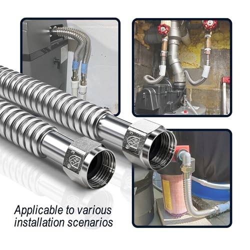 TTFLEX 18" Water Softener Flex Hose 1" x 1" FIP Connector, 0.7" ID, 2Pack - size: 1" FIP x 1" FIP, 18" (0.7" ID)