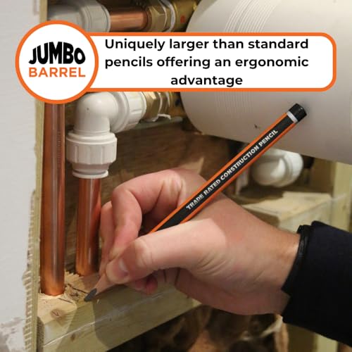 Carpenters Pencils Pack of 5 | Builders Pencil with TriGrip Jumbo Barrel - Construction Pencils Having Hard Lead for Marking Wood, Brick, Concrete & Plasterboard | Work Pencil for Builders - style: Pack of 5