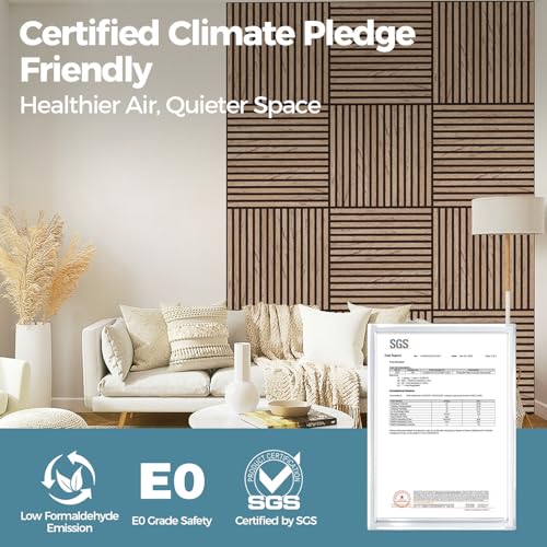 AKUMAX 4-Pack Wood Slat Acoustic Wall Panels, 23.6 x 23.6 in 3D Sound-Absorbing Panels for Walls & Ceilings, Fire-Retardant, FSC-Certified Materials, 15.5 Sq Ft, Walnut - color: Walnut