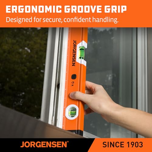 JORGENSEN 16" Magnetic LED Box Level, 90°/180° Torpedo Lighted Leveler Tool - size: 16 inch