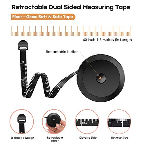 iBayam 2 Pack Tape Measure Measuring Tape for Body Fabric Sewing 60"/150cm - color: Pink & Black