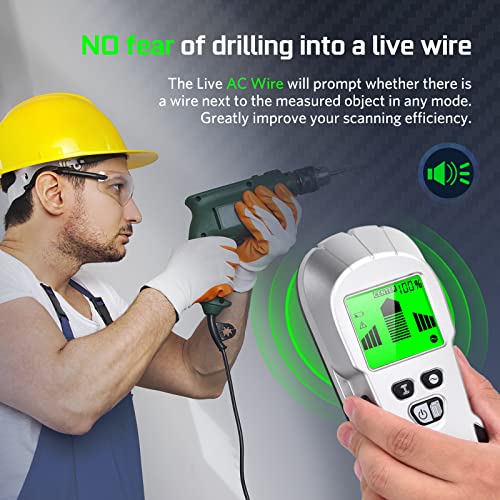 Stud Finder - Stud Finder Wall Scanner 6 in 1 Scanner Sensor Beam Finder with Upgraded Smart Sensor HD LCD Display for The Center and Edge of Wood, AC Wire, Metal and Studs Detection (Silver)