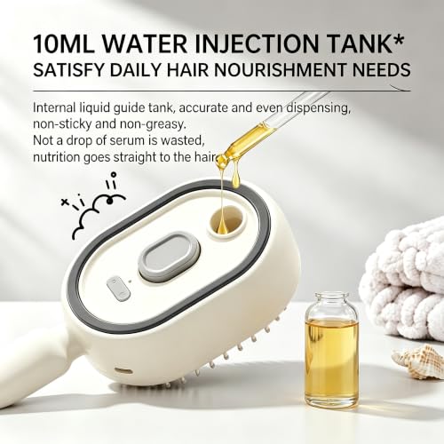 624 Electric Spray Air Cushion Massage Comb, Rechargeable Electric Hair Brush with Water Spray,Self-Cleaning Hair Brush