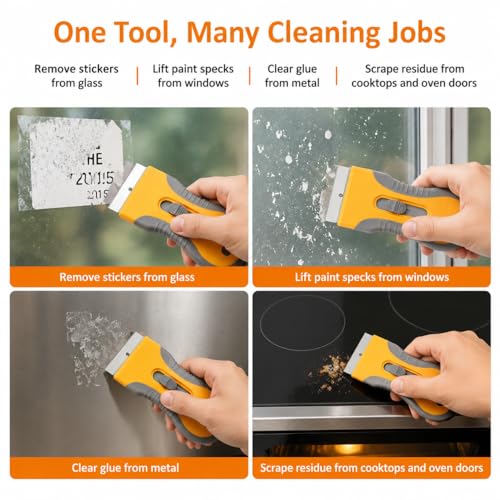 Razor Blade Scraper Set, 2 Safety-Lock Handles + 20 Steel Blades - size: 2pack+20pcs