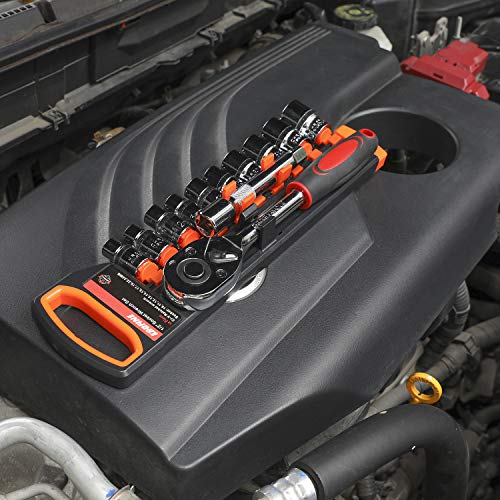 Egofine 12pcs 1/2 Inch Ratchet Socket Wrench Set, Drive Socket Set with 10 Sockets 10-15,17,19,22,24mm and 2 Way Quick Released Ratchet Handle and Extension Bar - color: 12pc Standard Socket Set, size: 1/2