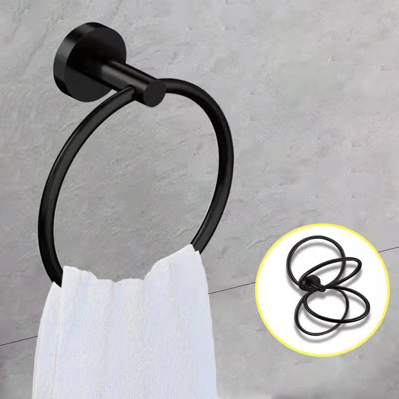 Cilee 8 Piece Matte Black Bathroom Hardware Set, 24inch Towel Bar Set - color: Black