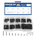 NINDEJIN M2 Button Head Socket Cap Bolts Screws, Metric M2 x 3/4/5/6/8/10/12/16/20mm Screws Bolts Nuts Assortment Kit, 452Pcs Allen Hex Drive, Black Oxide, 10.9 Carbon Steel, Fully Threaded - size: 452Pcs M2 3mm-20mm