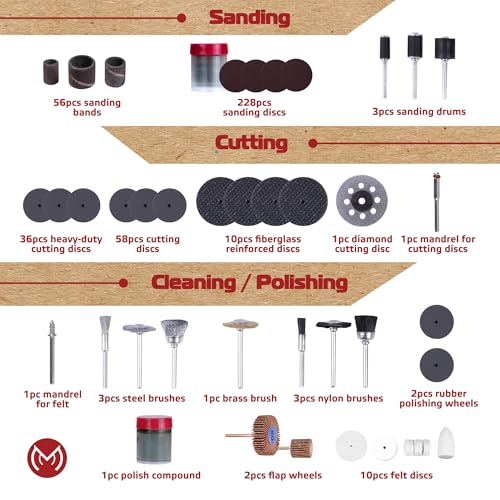 476 PCS Rotary Tool Accessories Kit, 1/8-in Shank Rotary Tool Kit, Universal Fitment for Easy Polishing, Sanding, Cutting, Drilling, Engraving, Sharpening, Grinding with Portable Storage Case - size: 476 Pcs