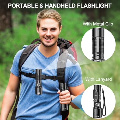 Rechargeable Flashlights High Lumens,Super Bright Small Powerful Flashlight - color: Black