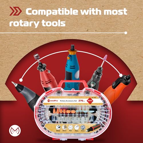 276 PCS Rotary Tool Accessories Kit, 1/8-in Shank Rotary Tool Kit, Universal Fitment for Easy Polishing, Sanding, Cutting, Drilling, Engraving, Sharpening, Grinding with Portable Storage Case - size: 276 Pcs