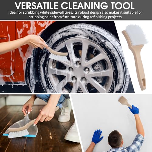 Nanoskin Nylon Scrub Brush for Tire Cleaning, White, 8.5" - color: White and Beige, size: 8.5"