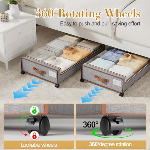 Yecaye 60L Under Bed Storage with Wheels, 2 Pack, Greige - color: Greige, size: 2 Pack
